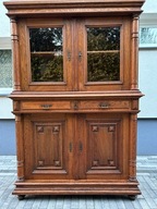 Stara dębowa witryna biblioteka kredens szkło frezowane SZYBKA DOSTAWA
