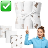 PIELUCHY MUŚLINOWE WIELORAZOWE PIELUSZKI ZESTAW 3szt. 60x75cm CZTERY SŁONIE