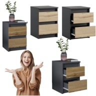 SZAFKA NOCNA CZARNA DĄB ANTRACYT DO SYPIALNI SALONU PRODUKT POLSKI SZUFLADY