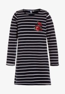 sukienka granat w paski haft róża FRIBOO 9/10 lat 134/140 nowa bez metki