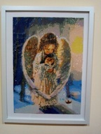 Anioł z kotkiem -Haft Diamentowy