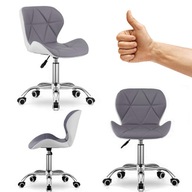 Krzesło Biurowe Obrotowe Ergonomiczne Regulowane Szare Mobilne Wygodne