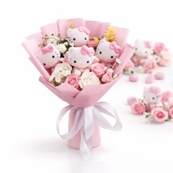 BUKIET KWIATÓW Z PLUSZAKAMI PLUSZOWY PREZENT NA WALENTYNKI I DZIEŃ KOBIET