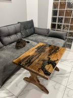 stolik kawowy stół dębowy z żywicy epoksydowej BAJKOWY