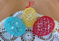Szydełkowe pisanki ozdoba do koszyczka i na stół Wielkanoc, zawieszka