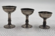 Antyczne 3 cynowe kielichy 3 wysokości XIX w.