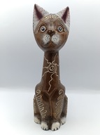 vintage -Kot kotek figurka rzeźba z drewna duża 25cm - ręczna praca