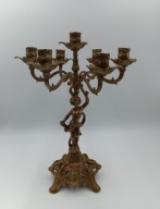 Kandelabr z mosiądzu - 7 ramienny - Duży 42cm - 3,3 kg. Przepiękny barokowy