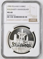 Moneta 1 oz Solidarność 1990 Odm. A 100000 zł NGC MS 68