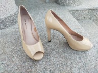 ANGEL ALARCON nr 40-41 eleganckie beżowe czółenka na szpilce skóra