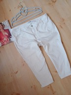 laura torelli spodnie dżins rybaczki l paseczki białe brązowe 3/4