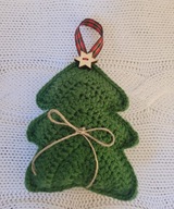 Ozdoby Świąteczne zielona choinka na szydełku zawieszki