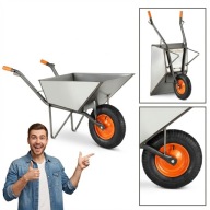 DUŻA TACZKA OGRODOWA BUDOWLANA HIGHER 120L STALOWA METALOWA SPAWANA