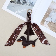 Brelok skórzany JAMNIK czarny z frędzlami do kluczy i torebki