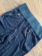 Czarne leginsy wiskoza z pasem złote zamki