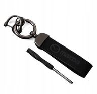 Zamszowy Brelok Smycz MAZDA – Czarny, Stylowy Dodatek do Kluczy