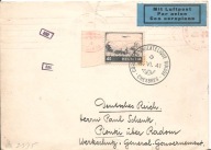 GENERALNE GUBERNATORSTWO -PIONKI/RADOM -karta -obieg 1941 ze SZWAJCARIA