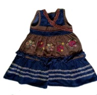 MARKS&SPENCER sukienka JEANS SZTRUKS boho vintage brązowa haft 80