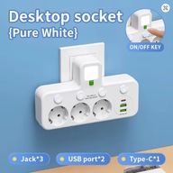 Przedłużacz zasilający 3 gniazdka + 2x USB + USB-C listwa ładowarka