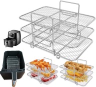 WKŁAD RUSZT 3 PIĘTROWY DO AIR FRYERA FRYTKOWNICY SKŁADANY grill 19x14 cm