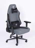 FOTEL GAMINGOWY szary materiał tkanina magnes