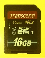 SDHC 16 GB >> T R A N S C E N D 60MB/s >> Made in TAIWAN