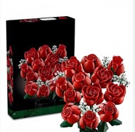 BUKIET CZERWONYCH RÓŻ ZESTAW KWIATÓW Z KLOCKÓW PREZENT DLA NIEJ WALENTYNKI