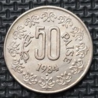 *INDIE [1925]*50 pajs *50 PAISE 1984 Republika Indii *Lwia Stolica Ashoki