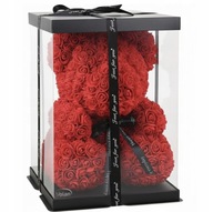 MIŚ Z RÓŻ PREZENT NA WALENTYNKI DLA KOBIETY DUŻY XXL CZERWONY z KOKARDKĄ