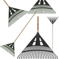 GRABIE GRABKI WACHLARZOWE DO LIŚCI TRAWY Z TWORZYWA Z TRZONKIEM OGRODOWE