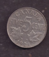 Kanada - 5 Cents 1924 rok
