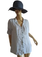 włoska KOSZULA LNIANA rękaw pod pliski koronka 42