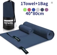 Ręcznik kąpielowy szybkoschnący niebieski mikrofibra 80x40 cm