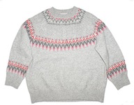 GINA BENOTTI_Piękny SWETER_jasny szary norweski wzór ciepły mięsisty_48/50