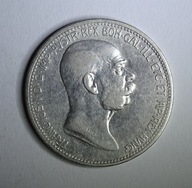 AUSTRIA, FR.JÓZEF, 1 KORONA 1908r, 60 L.PANOWANIA. Ag 58