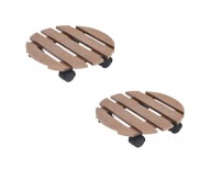 Stojaki Na Kółkach Pod Donice 2 szt. Brązowe Ø30 cm WPC 100 kg