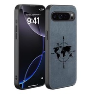 Plecki/Etui premium z ekoskóry z grafiką Pixel 9A Kompas (niebieski)