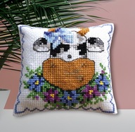 Poduszka na szpilki, igły. Igielnik haftowany. Krówka. Rękodzieło.