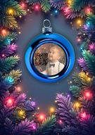 Bombka niebieska z Twoim personalizowanym nadrukiem i kodem QR do kolędy