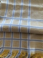 Obrus skandynawski serweta serwetka Art Deco unikat 70x70 frędzle mereżka