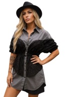 H-4 h4 black design koszula tunika szara czarna kamizelka oversize s m l