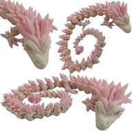 Figurka 3D Smok 60 cm różowo-beżowy przegubowy duży ruchomy smok dragon