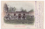 Pies psy nagonka 1905r. Ręcznie Kolorowana Myślistwo