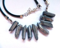 Metaliczny kwarc tytanowy, oryginalny naszyjnik, kolia