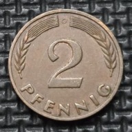 *NIEMCY [0206]*2 fenigi 1965 *G* Niemcy Zachodnie (RFN) Kłosy, Liście dębu