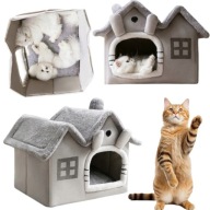 LEGOWISKO DOMEK BUDKA DLA KOTA BUDA PLUSZOWE MIĘKKIE SZARE PRZYDASIE