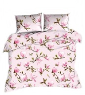 pościel bawełna lux 160x200 + 2x50x60 zamek B 309 Magnolie różowe
