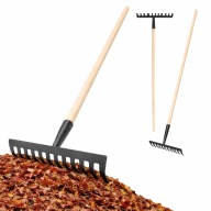 GRABIE OGRODOWE METALOWE Z TRZONKIEM DO LIŚCI TRAWY MOCNE 14 ZĘBÓW 34x1,2cm