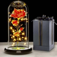 RÓŻA w Szkle Wieczna Róża Kwiat LED Prezent na Urodziny Rocznice Walentynki