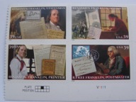 USA - 300 ru. Benjamina Franklina - Mi. 4065-68 ** samoprzylepne - czwórka